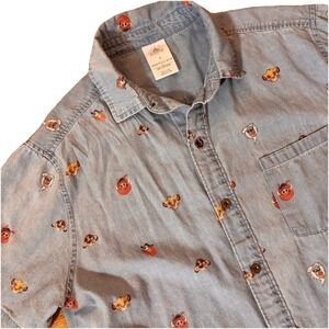The Lion King Disney AOP Short Sleeve Button Up Shirt Mens S All Over Print Blue